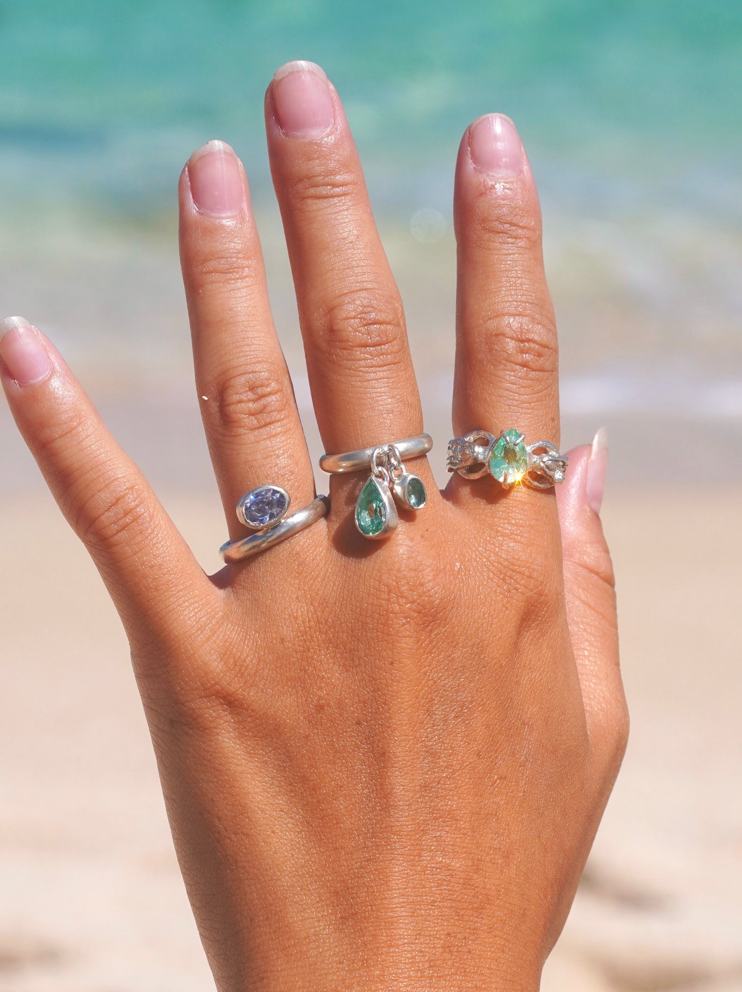 Sea Foam Green Spinel Sterling Ring