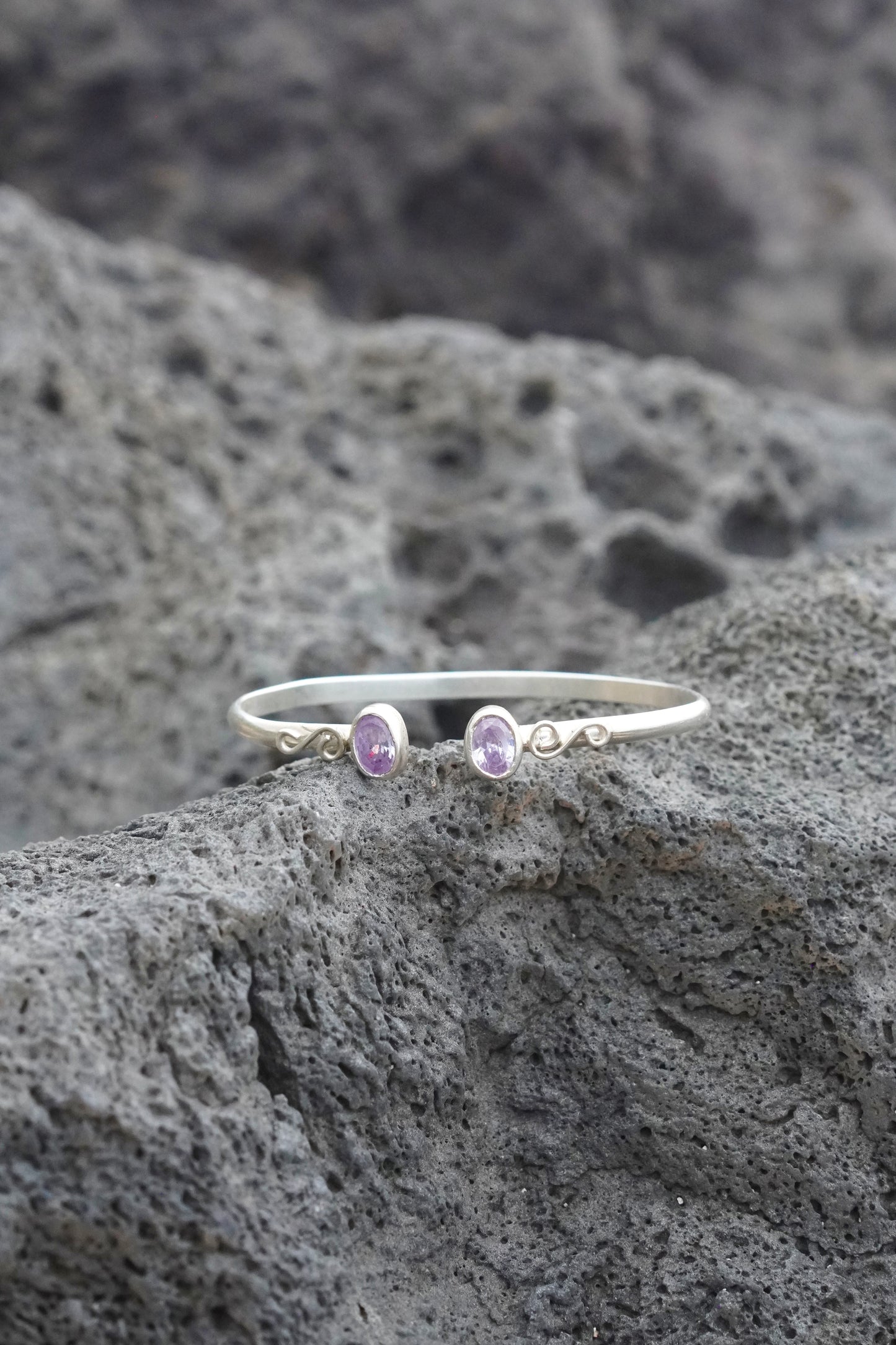 Purple Zirconia Sterling Silver Cuff