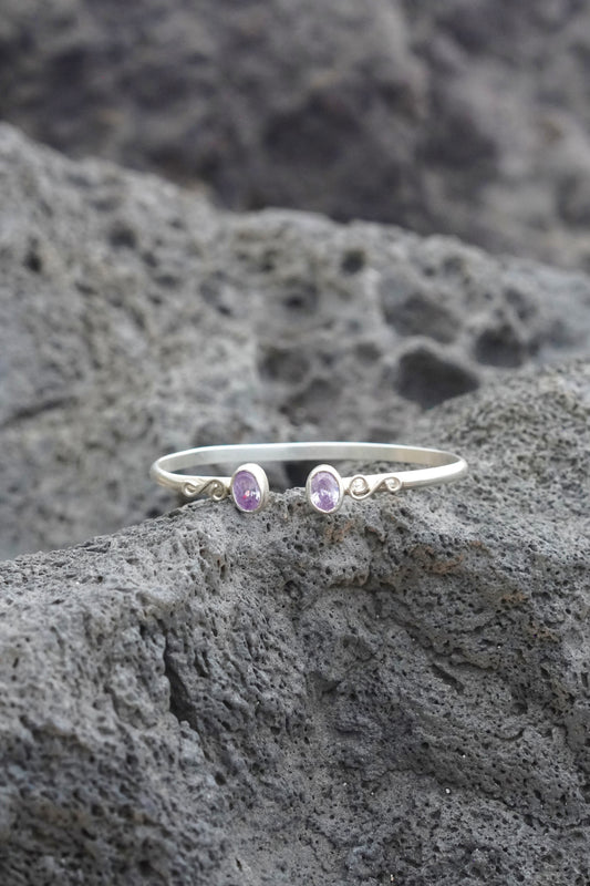 Purple Zirconia Sterling Silver Cuff