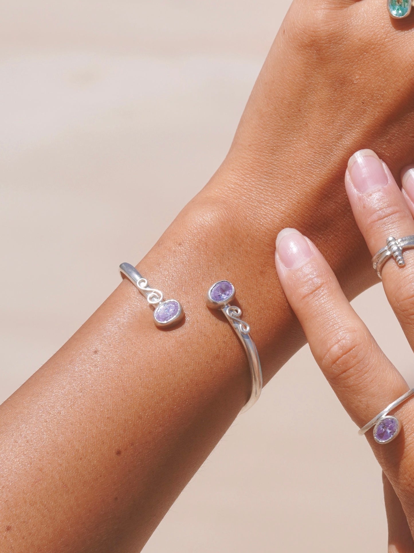 Purple Zirconia Sterling Silver Cuff